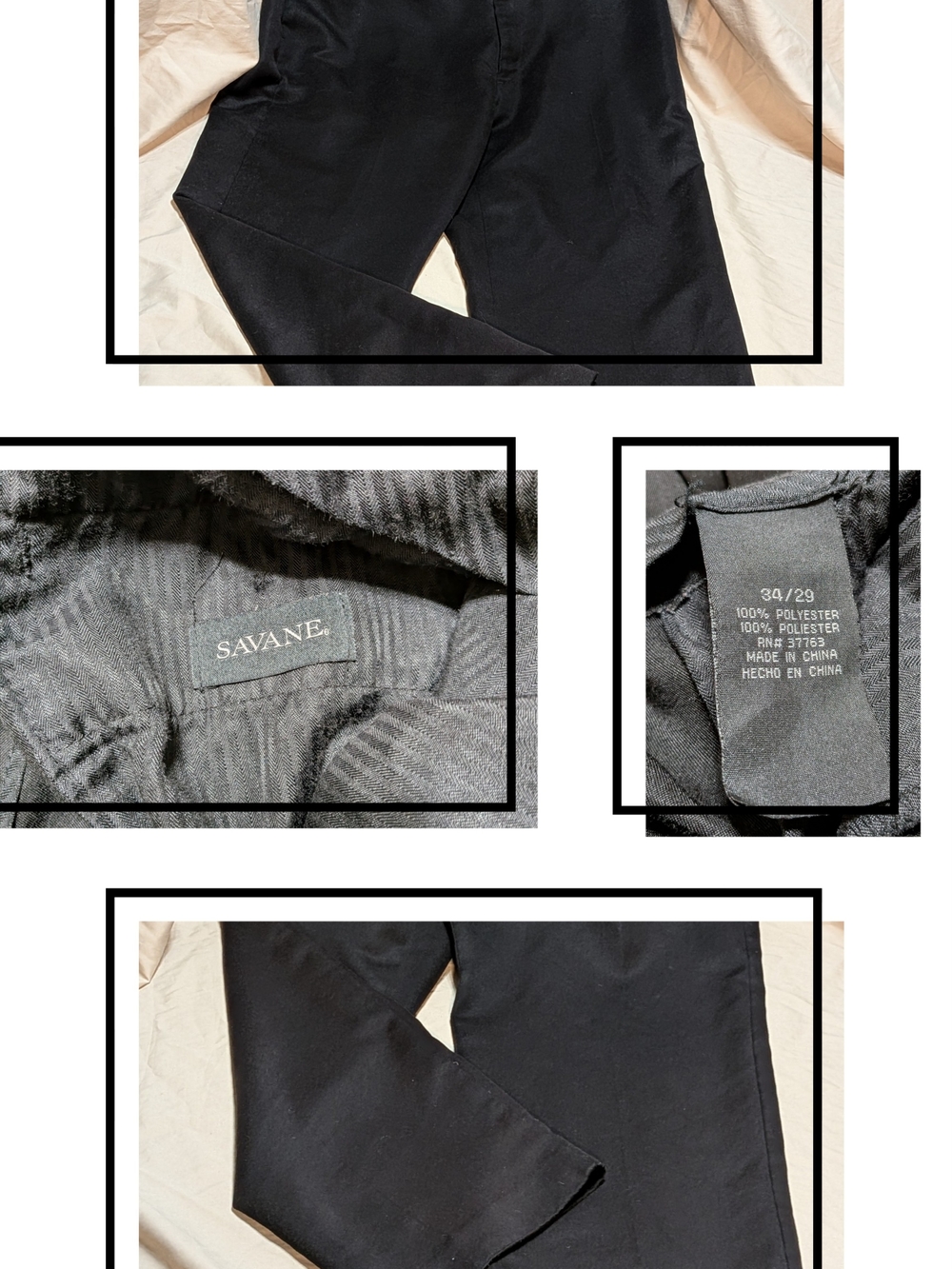 Savane Black Straight-Leg Dress Pants